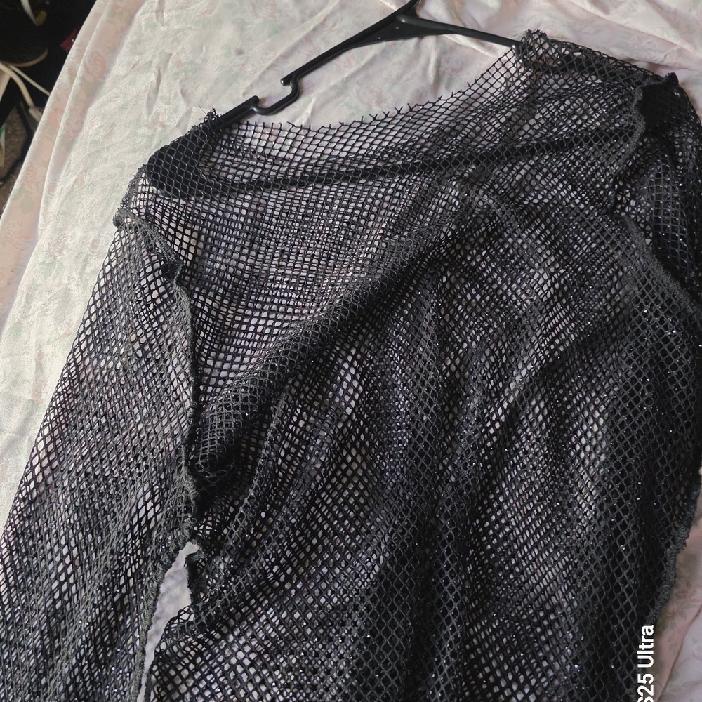Elegant Black Mesh Cover-Up